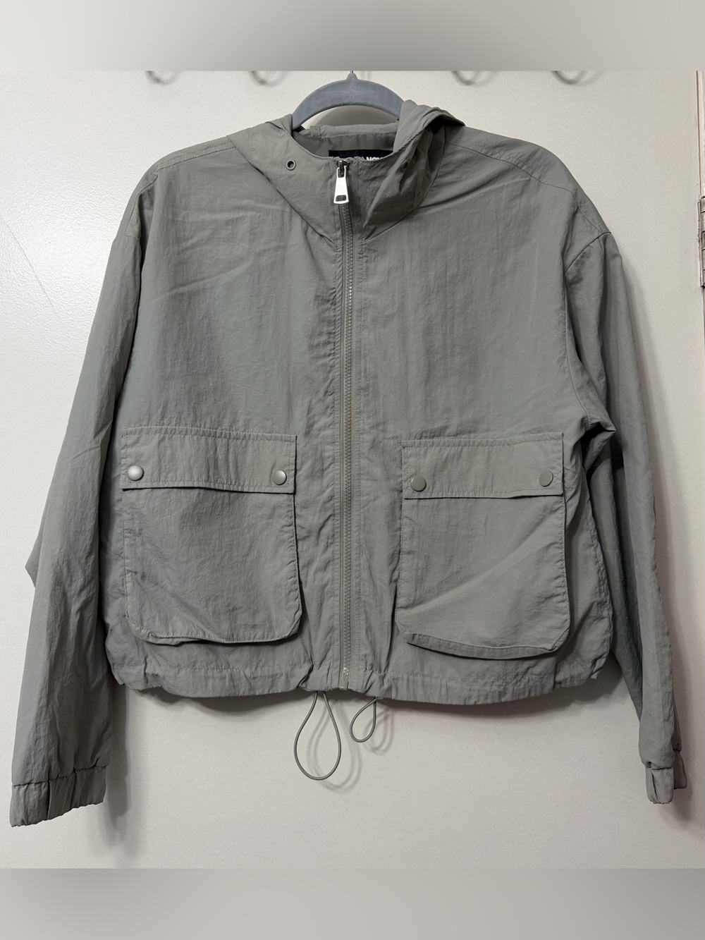 Fashion Nova Sage Green Hooded Utility Jacket